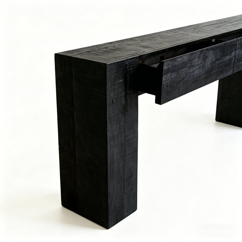 Console d'entrée en bois massif, H 29,53 po x l 70,87 po x P 11,81 po, Noir
