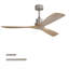 Ventilateur de plafond avec télécommande pour le salon, nickel brossé et bois, pales de 52 pouces, moteur réversible, 6 vitesses