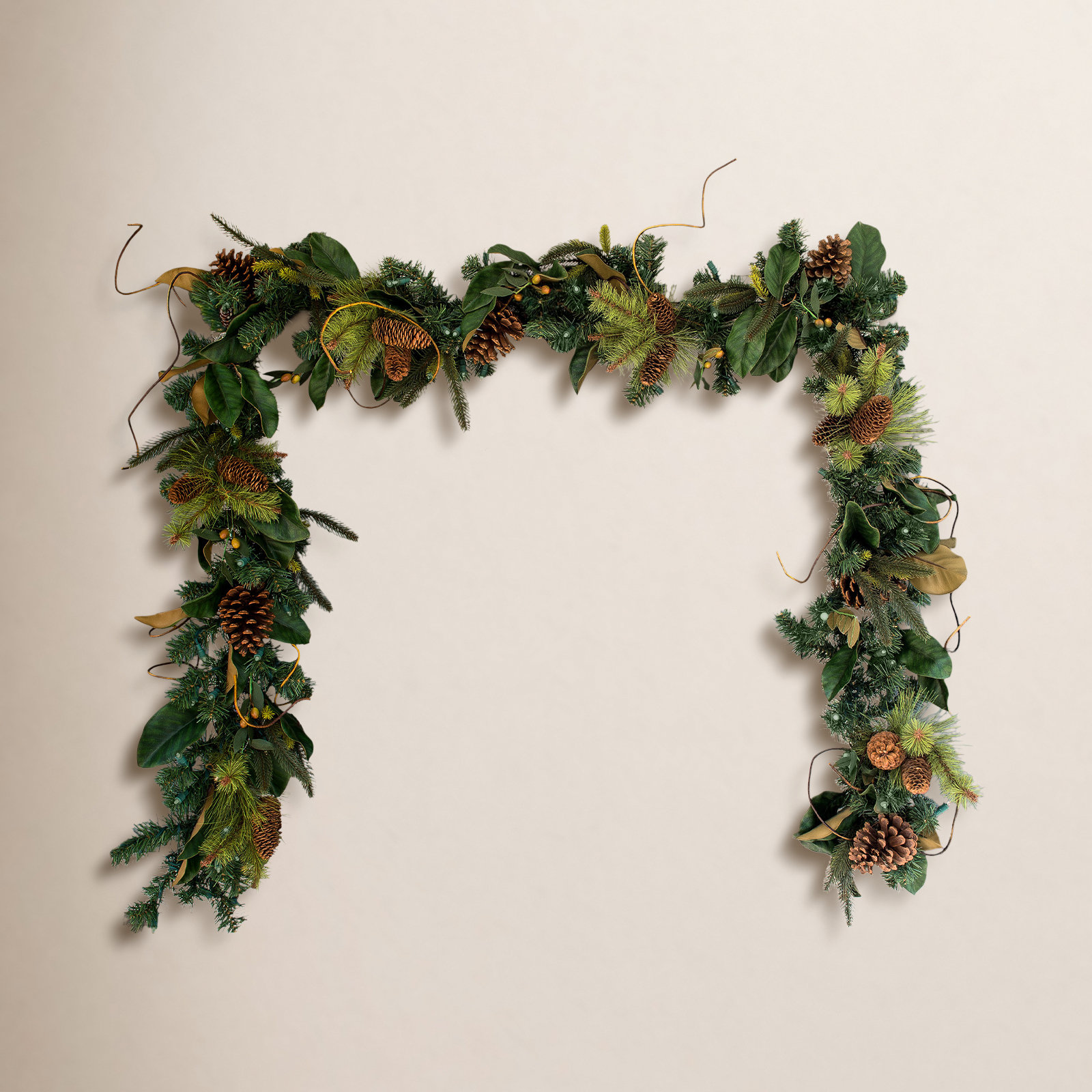 9 ft. Artificial Garland with Lights - Magnolia Leaf