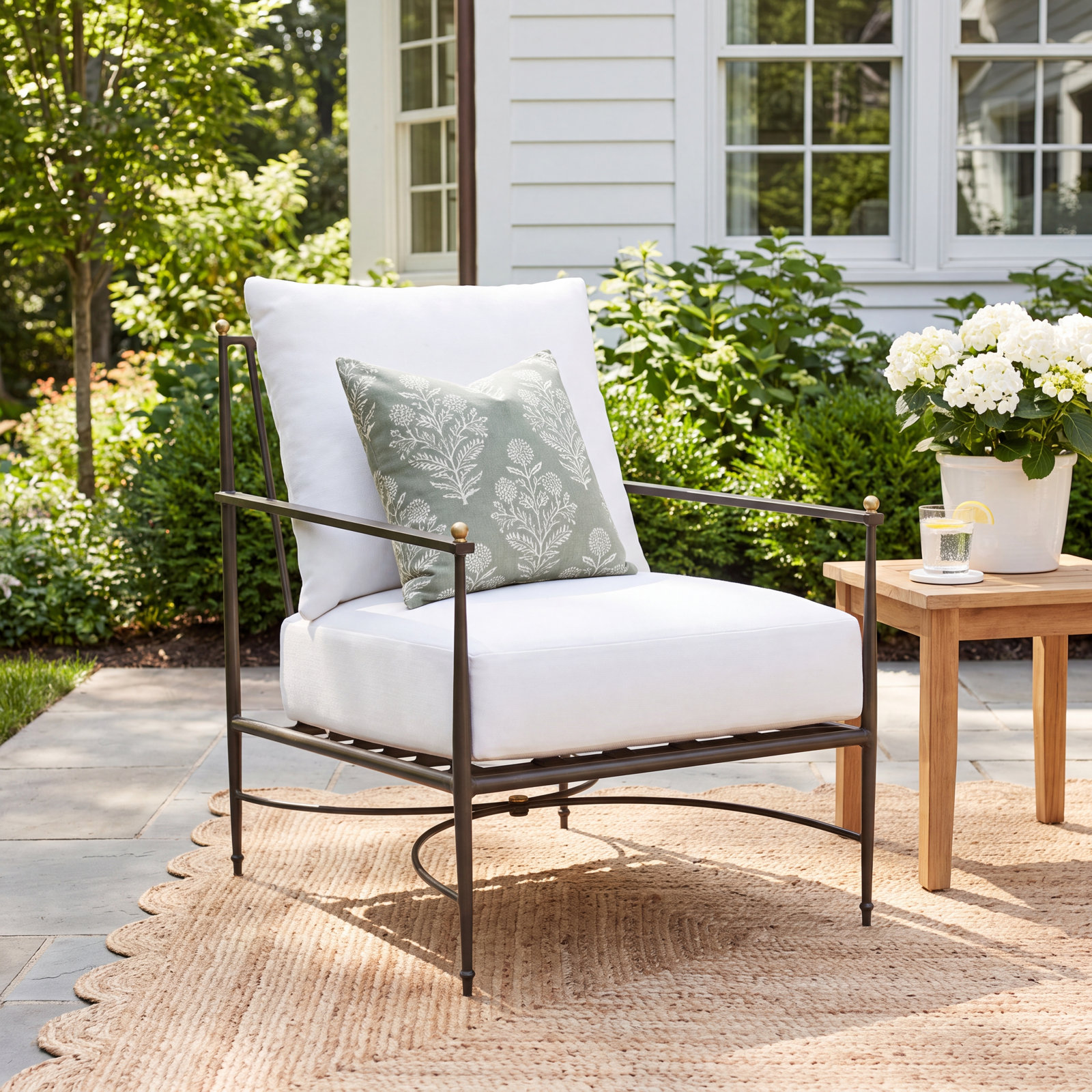 Roma Sunbrella® Patio Lounge Chair, Welt, Natural White