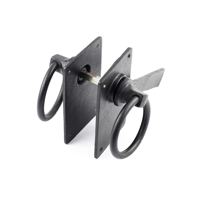 6.5" Black Wrought Iron Gate Turn Ring Flip Latch