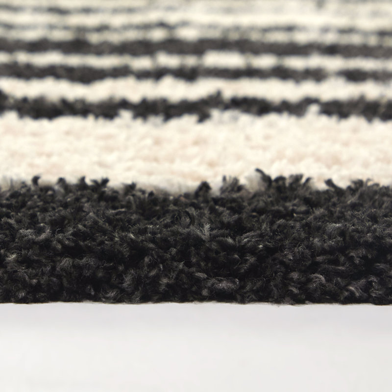 Mobius Charcoal Abstract Shag Area Rug, Rectangle 5'3" x 7'