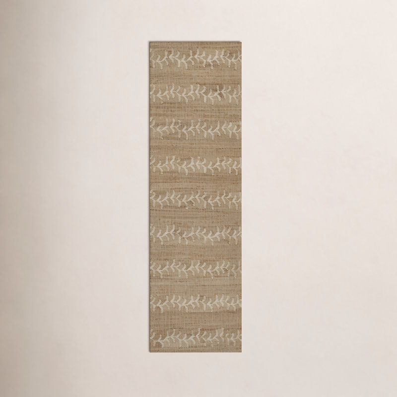 Adoria Vine Stripe Jute and Wool Handwoven Ivory Area Rug, Runner 2'3" x 8'