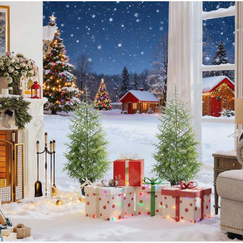 2-Piece 4FT Norfolk Pine Artificial Christmas Tree Set: 133 Moulded Tips Per Tree, Pot Base