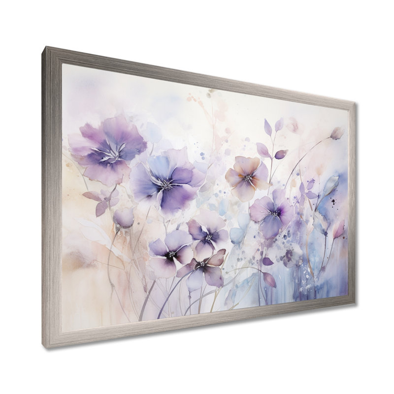 Purple Mystical Blooms III - Print, 30" H x 40" W x 1.5" D, Silver Single Picture Framed