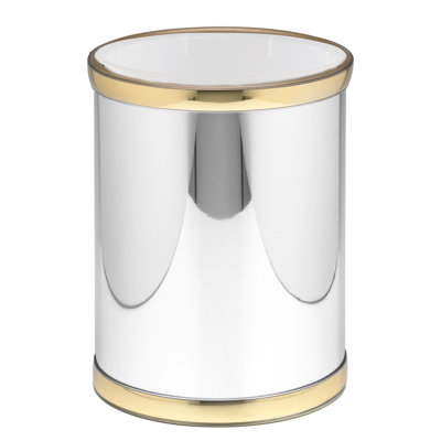 Ensemble de 2 pièces: poubelle ronde avec doublure en chrome brossé 8 pte
