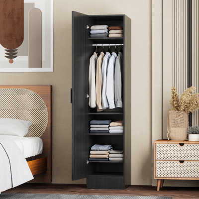 Tall Armoire Space Saver With Shelves And Hanging Rod by Ebern Designs