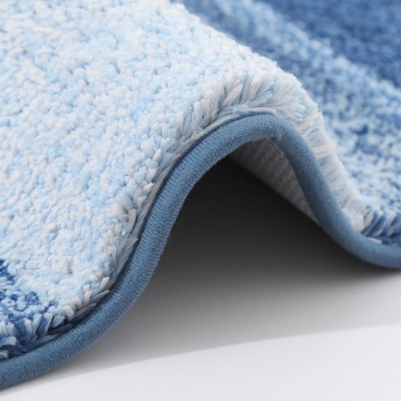 Tapis pour salle de bain épais et antidérapant Ebern Designs, Bleu, Simple - L 20 po x l 32 po