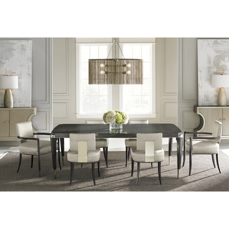 Caracole Classic Upholstered Dining Chair, Gray, Black/Chrome