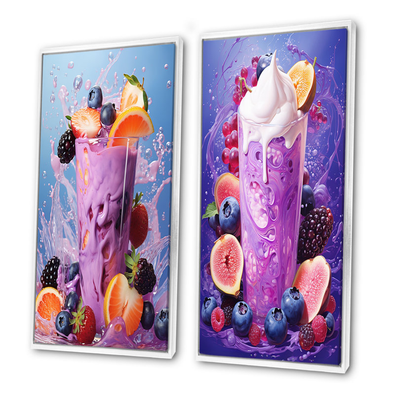 Smoothie Spectrum - ensemble de 2 impressions murales déjeuner, H 32 po x l 33 po, Cadre flottant blanc