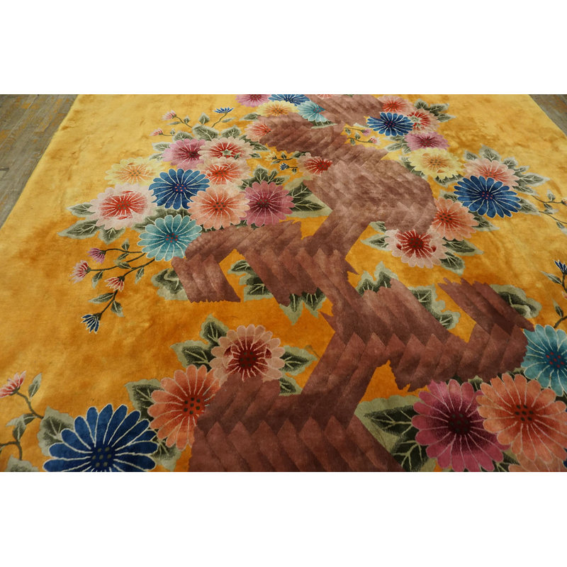 Tapis chinois antique en laine noué à la main des années 1930