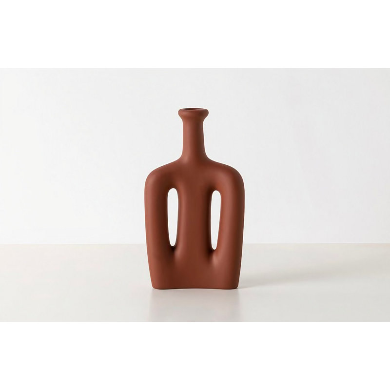 Elegant Ceramic Vase, Tile Red, 5.9 x 2.0 x 10.6 inches | 100% Ceramic Construction, Sturdy Design | Perfect for Home Décor, Flower Arrangements & Gift Giving, Adds a Touch of Sophistication to Any Space