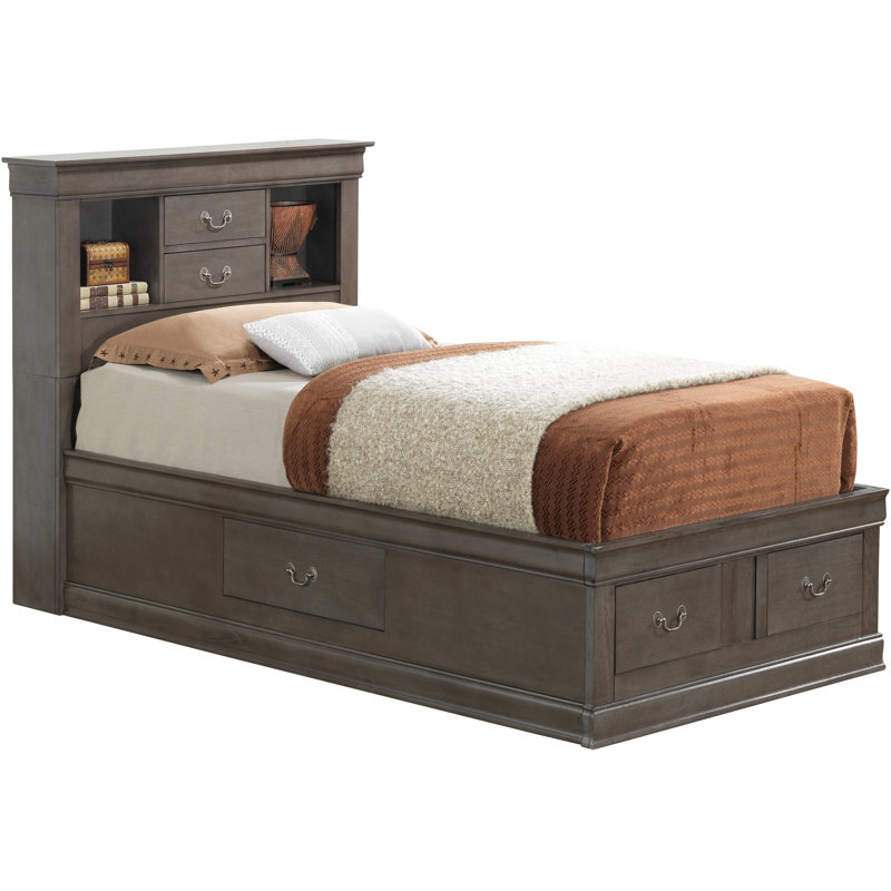Citronelle Bookcase Storage Bed, Twin, Gray