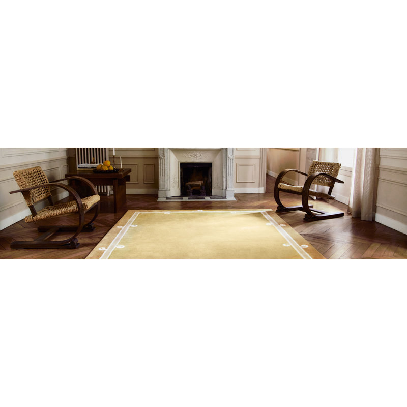 Syracuse Hand Tufted Wool Area Rug in Yellow, Round 8'2"