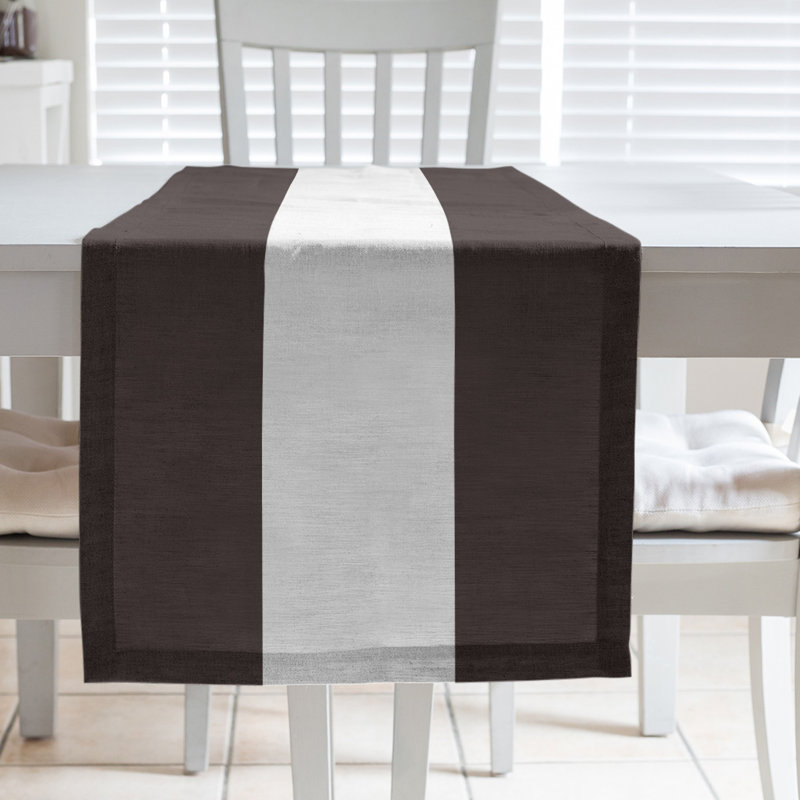 Cleveland Throwback Football Stripes Table Runner, 72" L x 16" W, Cleveland Throwback Football Dark Brown/White, Polyester