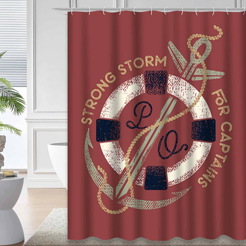 Rideau de douche imperméable à motif nautique avec 12 crochets StormSail, L 72 po x l 78 po