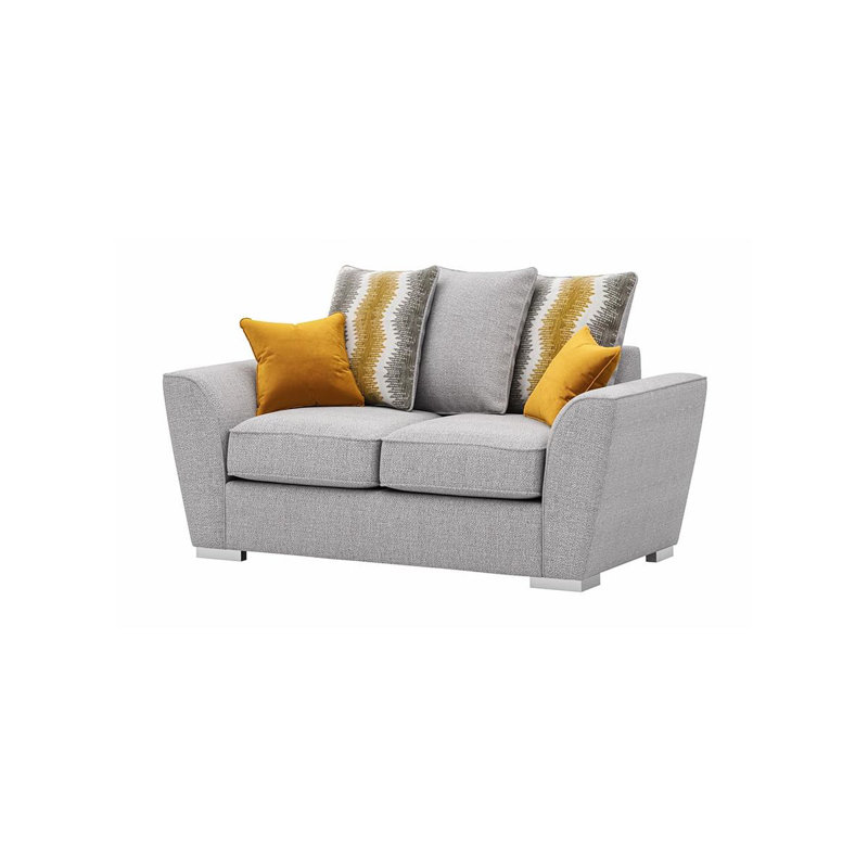 Bailor 2 Seater Fabric Sofa & Chaise, Yellow Fabric, Light Grey