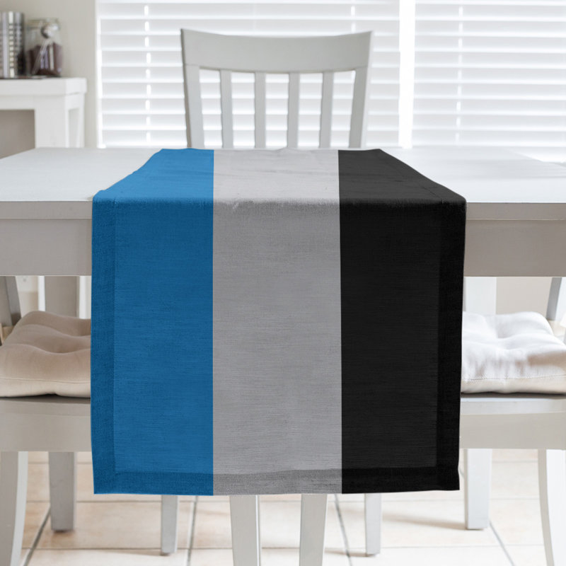 Chemin de table basket New York, L 90 po x l 16 po, Bleu / argent / noir, Polyester sergé