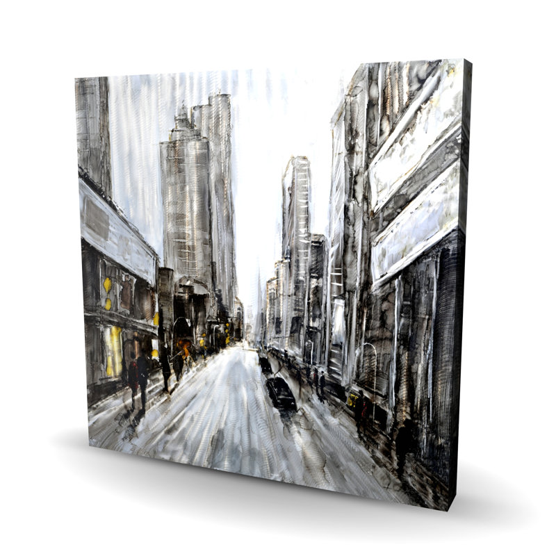 Grey Gloomy Street - Toile grise contemporaine pour la décoration intérieure