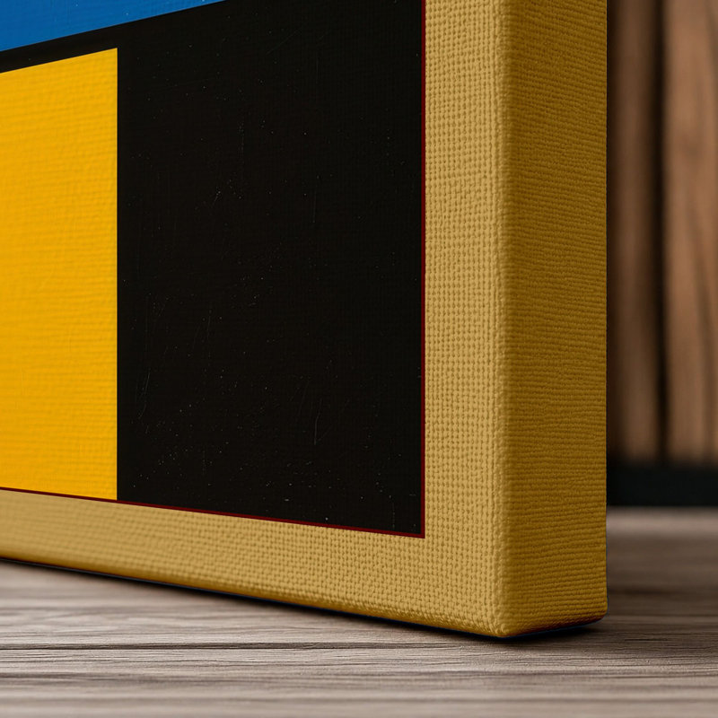 Structured Colour Geometric - Wrapped Canvas, 30x20 - 76.2 x 50.8 cm, Ochre Border
