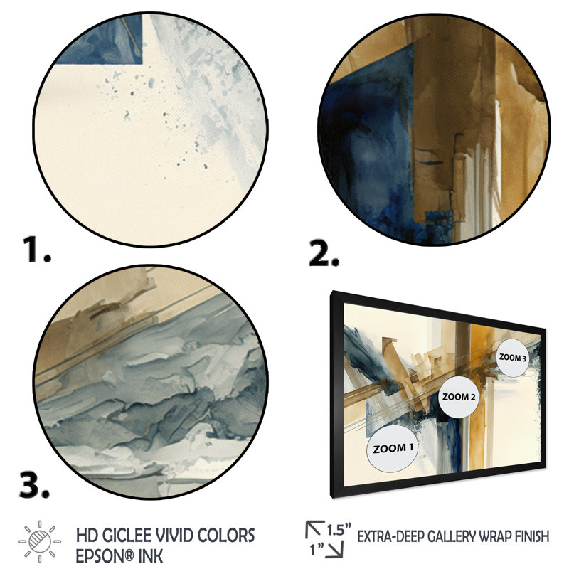 «Modern Watercolor Abstract II», impression sur toile, Cadre simple noir, H 12 po x l 20 po x P 1 po