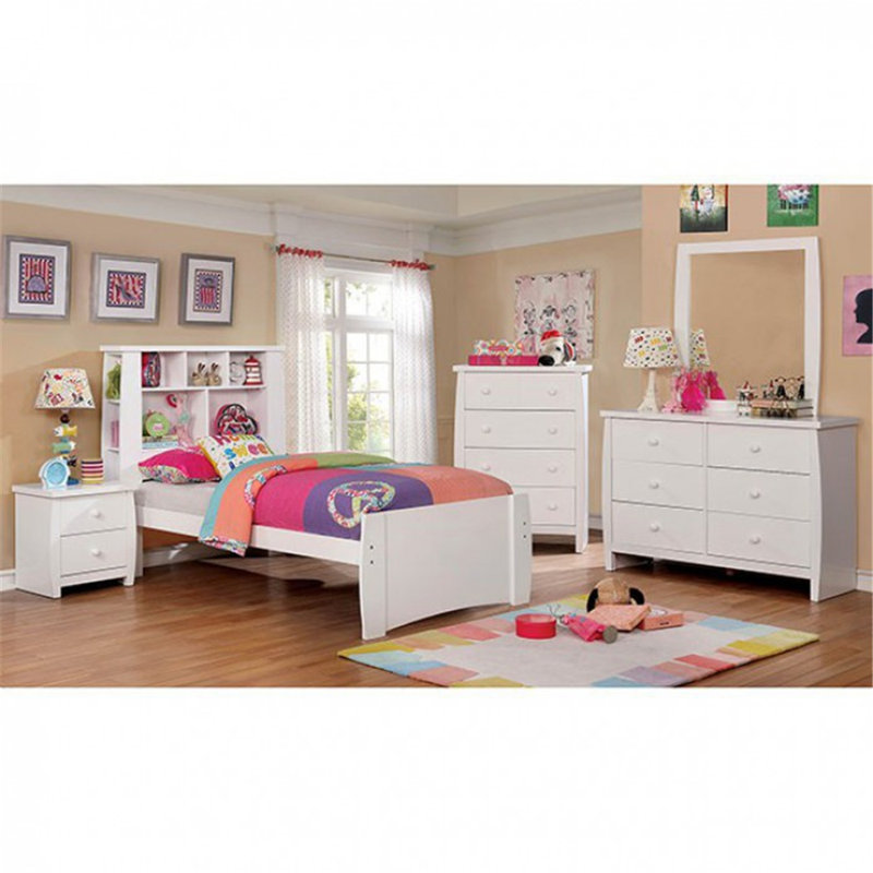 Table de chevet 2 tiroirs Amabilia, Blanc