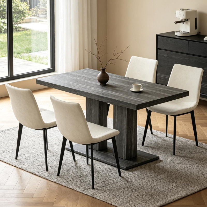 Ensemble de table de salle à manger 46 po, ensemble de table de cuisine 5 pièces avec 4 chaises en similicuir, table de cuisine moderne pour appartement, salle à manger