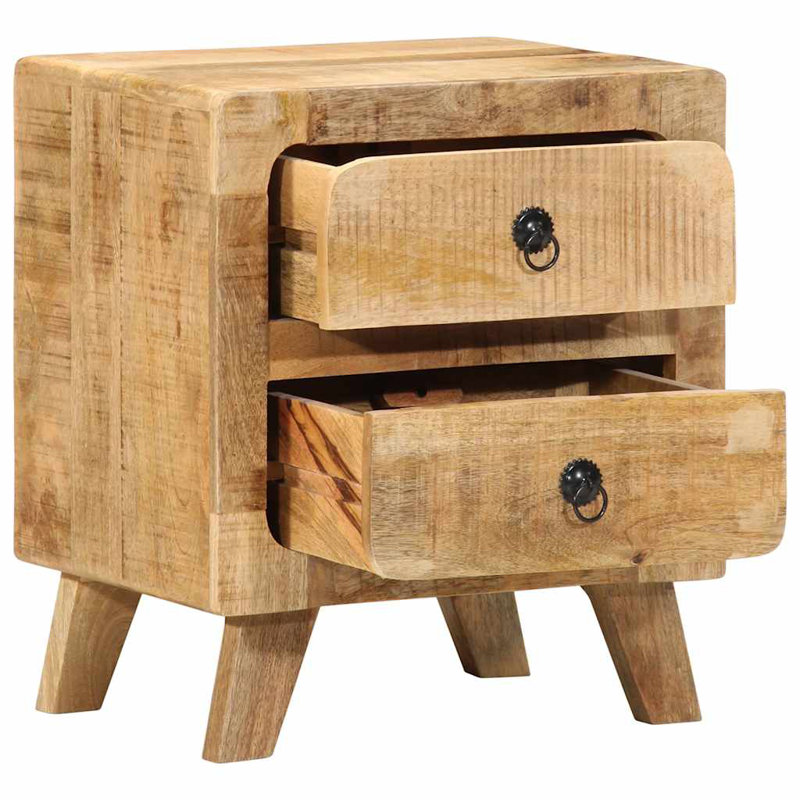Bedside Cabinet 40X32x46 Cm Solid Wood, Rough Mango
