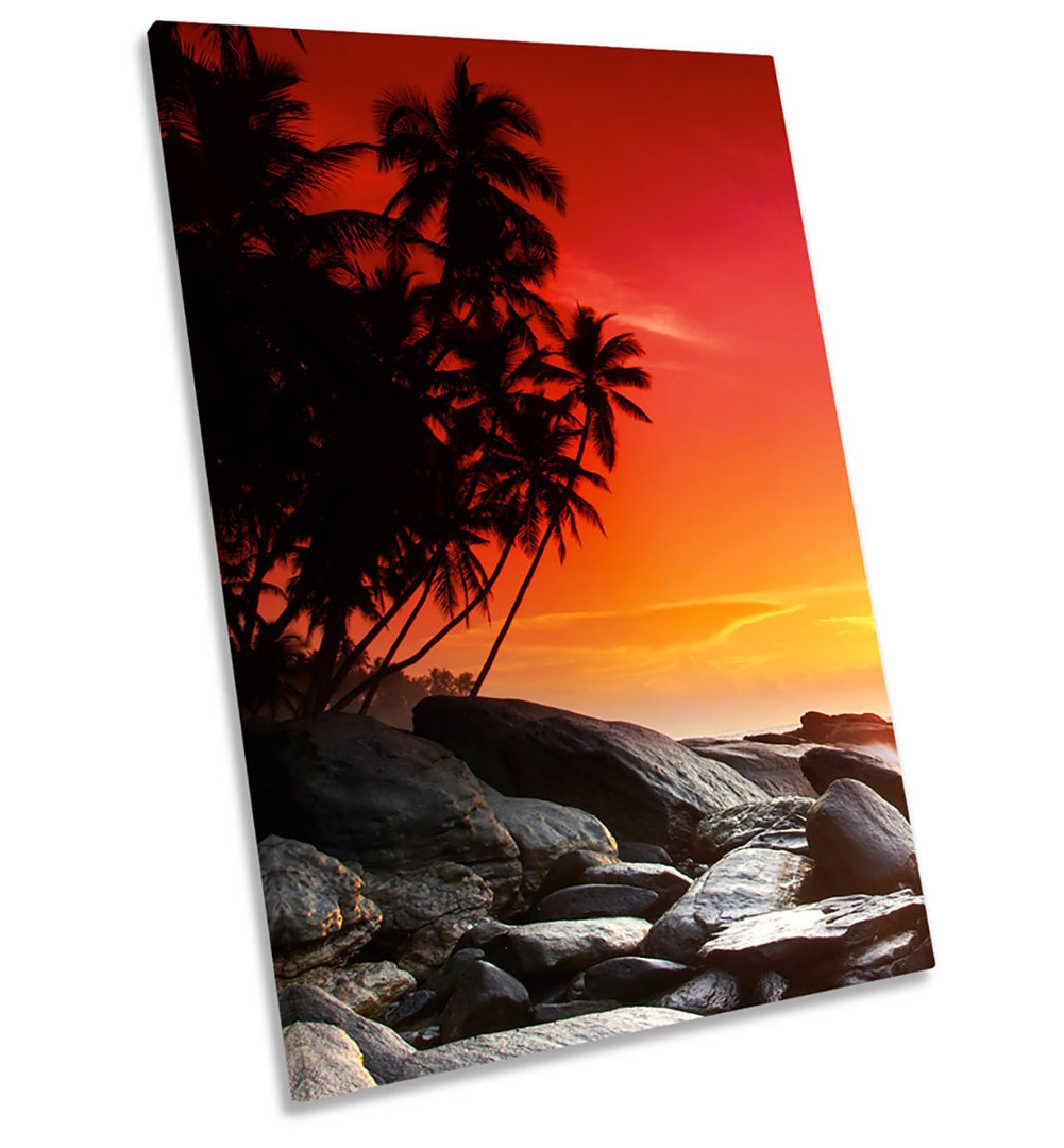 Sunset Tropical Beach - Wrapped Canvas Photograph