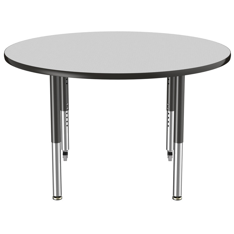 Collaborative Laminate Adjustable Round 4 Students Activity Table, Gray, Black