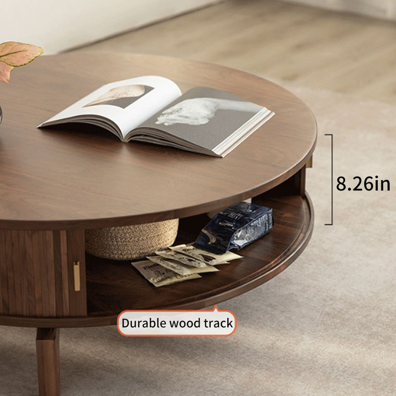 Table basse ronde avec porte roulante