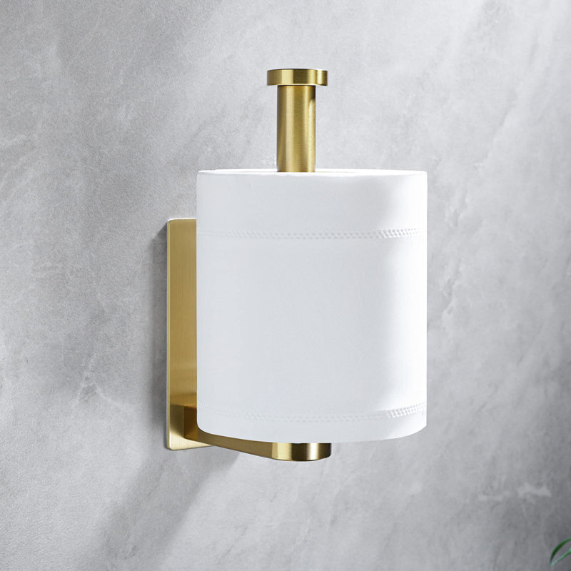 Porte-rouleau de papier hygiénique auto-adhésif mural pour salle de bain, acier inoxydable laiton brossé épais de qualité supérieure, antirouille