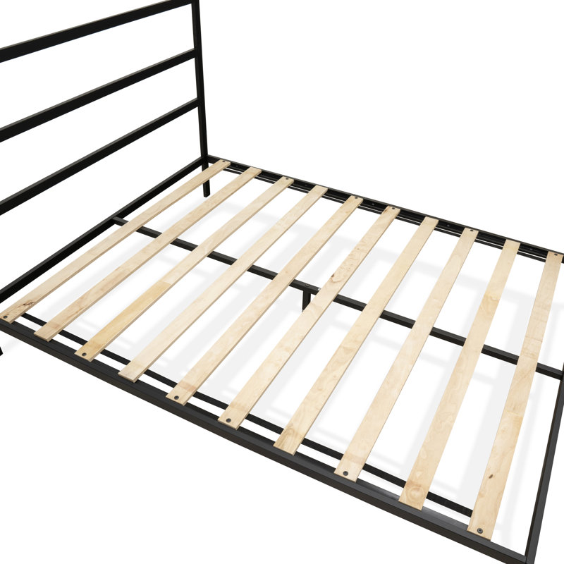 Fulton Queen Platform Bed with 5 Metal Legs - Magnificent Bed in Powder Coating Black Color