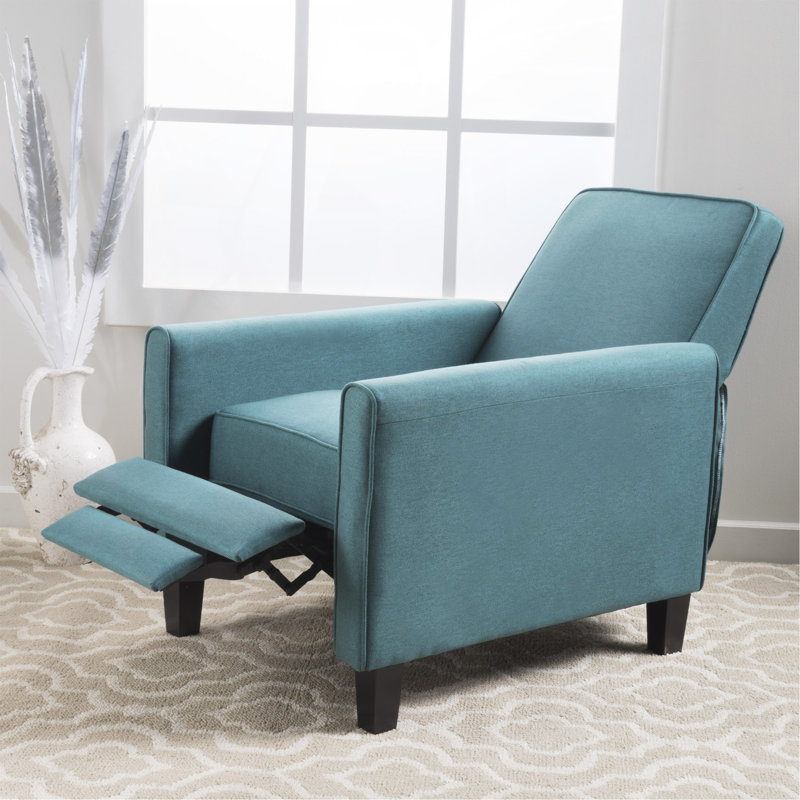 Linen Manual Push Back Recliner Chair, Teal
