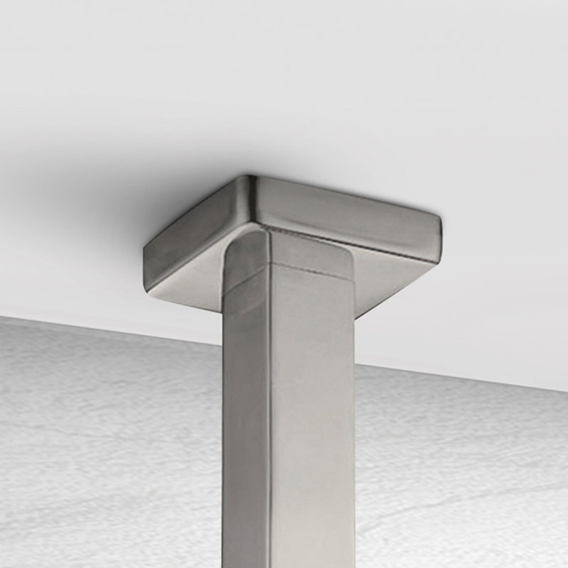 Topcraft 4" Square Brass Ceiling Mount Shower Arm, Universal Showering Components for Rain Shower Head, Brushed Nickel