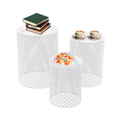 3PCS Metal Hollow-out End Table Set