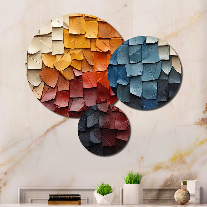 Forest Red Wood Collage III Abstract Wall Decor on Metal