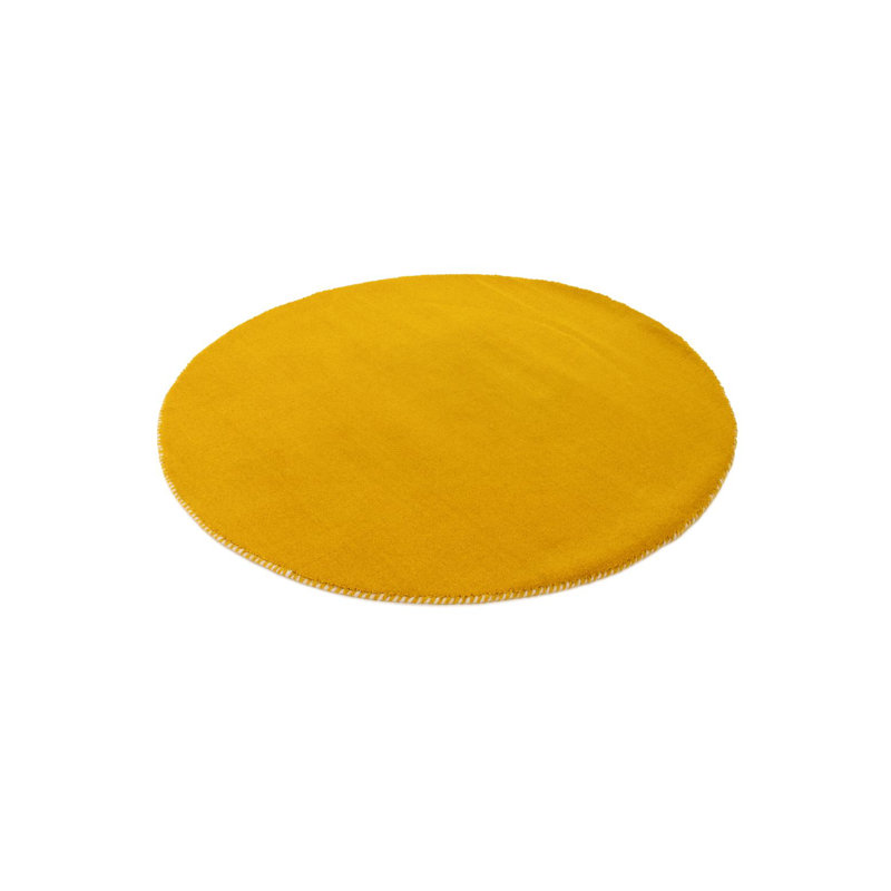 Solid Colour Wool Hand Woven Area Rug, Yellow, Round 200cm