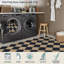 Tapis de cuisine en jute à carreaux - neutre - antidérapant, lavable, à poils courts, de style campagnard à losanges, pour vestibule / porche / porte