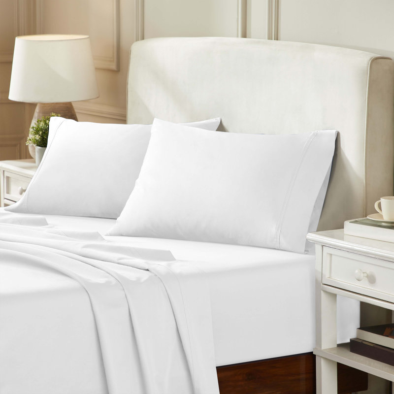 Certified Egyptian Cotton 850 Thread Count Solid Deep Pocket Bed Sheet Set, White, Queen Sheet Set + 3 Additional Pieces