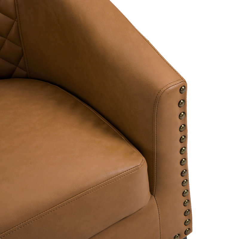 Boney 76.5 Cm Wide Barrel Chair, Coffee Faux Leather