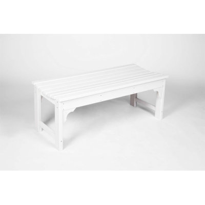 Backless HDPE Adirondack Bench With Wood Texture, Poly Lumber Seat For Patio, All-Weather Resistant With UV Protection