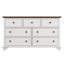 Commode capitaine en bois à sept tiroirs pour chambre à coucher, salon, chambre d'enfant, blanc et noyer