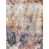 Floor Art hand-knotted Bamboo Silk Rust/Purple Area Rug