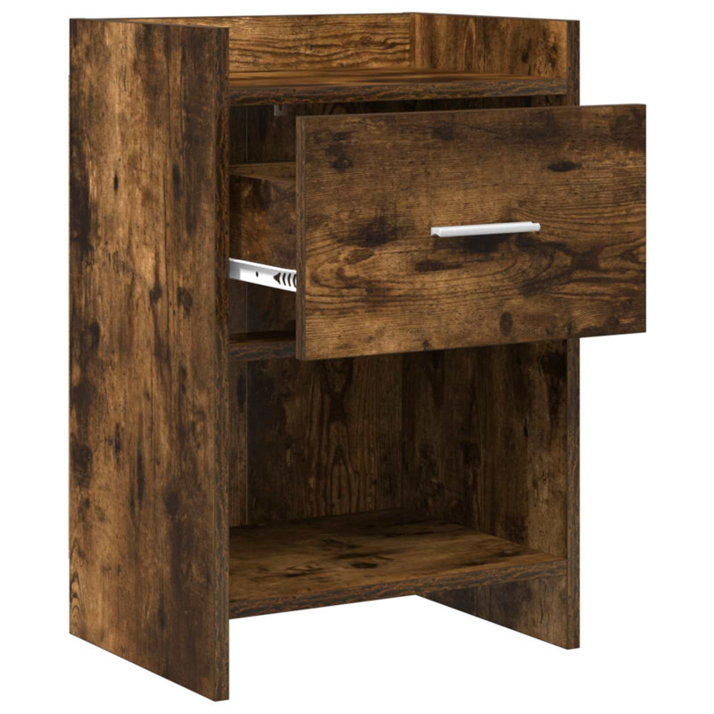 40cm W Composite Bedside Table, Smoked Oak