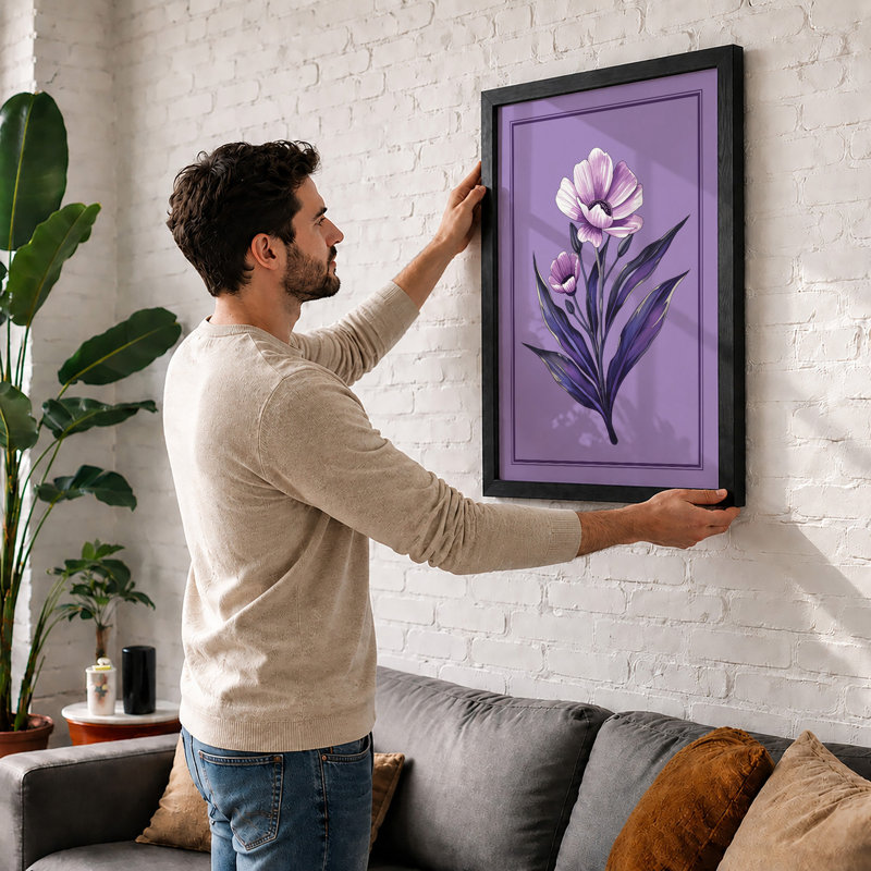 Layered Bloom Botanical - Framed Print, A1 - 84.1 x 59.4 cm, White