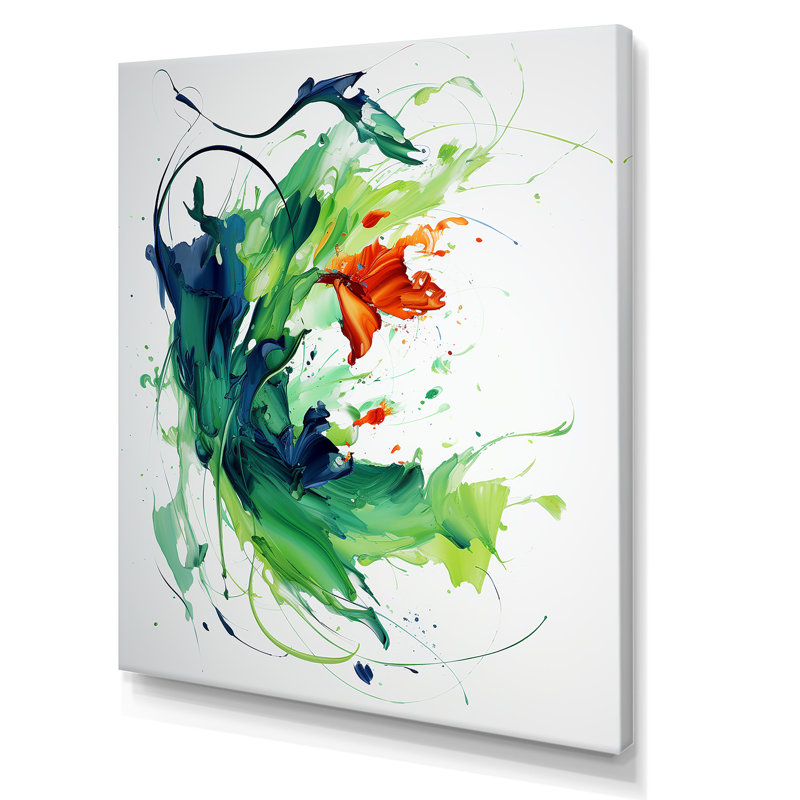 Peinture abstraite verte et blanche II - art mural abstrait, H 44 po x l 34 po x P 1,5 po, Toile tendue