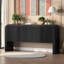 Console à motif de vagues avec 4 portes, tablette réglable, mobilier d'entrée rustique-1137373537