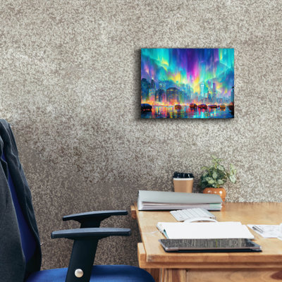  'Northern Lights Over New York' by Ann Klee Canvas Wall Art, 16" x 12"