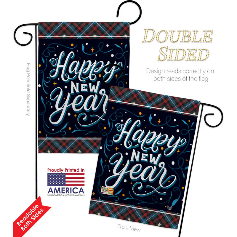 Ensemble de drapeaux en polyester 19 x 13 po Bring New Year